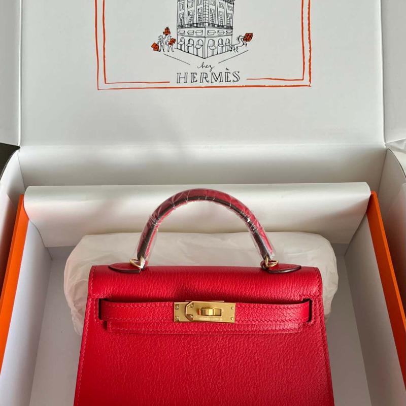 Hermes Kelly 19 second-generation goat skin gold buckle red